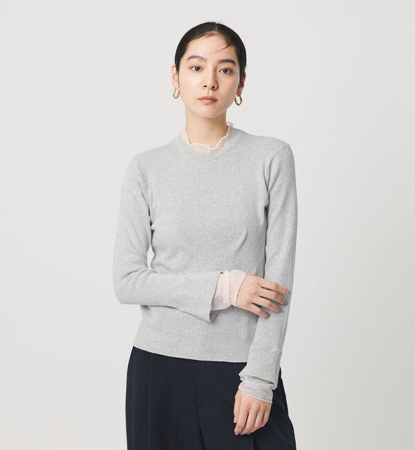 BEAUTY&YOUTH UNITED ARROWS「【WEB限定 Wardrobe DAILY MINIMAL】レースコンビ リブニットプルオーバー ウォッシャブル」|ニット・セーター|