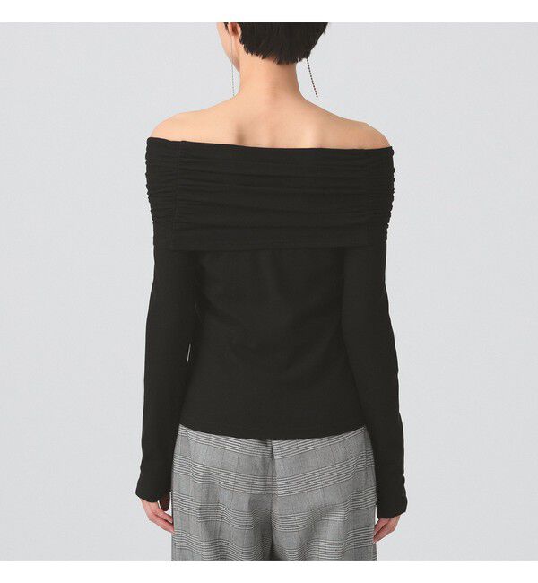 Ray BEAMS 「リブ ギャザー オフショルダー Tシャツ」|Tシャツ・カットソー|