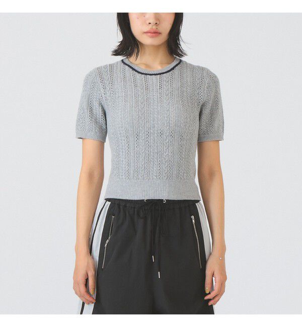 Ray BEAMS 「ケーブル ハーフスリーブ クルーネック」|ニット・セーター|