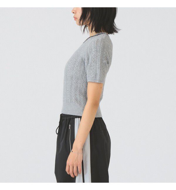 Ray BEAMS 「ケーブル ハーフスリーブ クルーネック」|ニット・セーター|