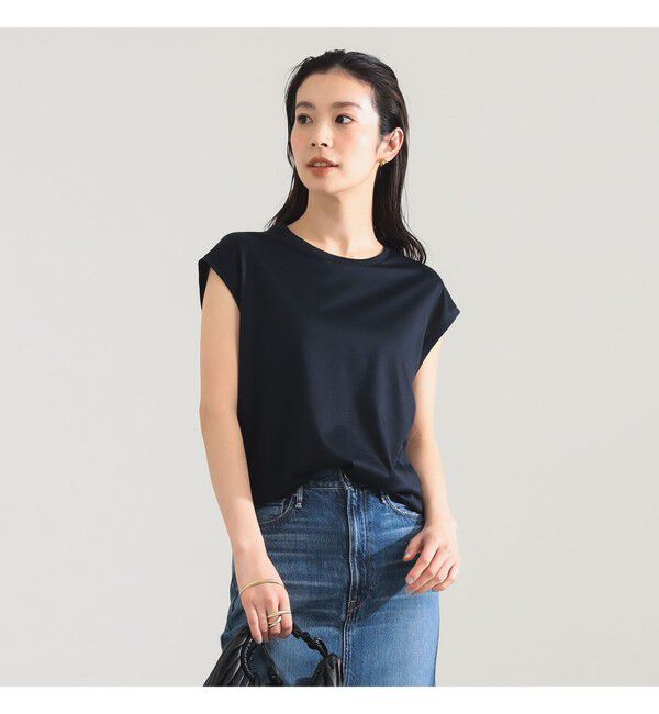 Demi-Luxe BEAMS 「コットン シルク フレンチスリーブ Tシャツ」|Tシャツ・カットソー|