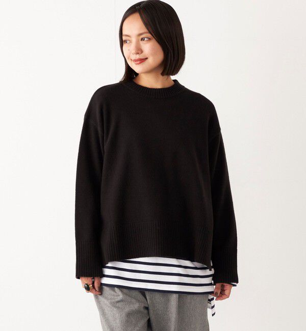 SHIPS Colors 「SHIPS Colors:〈手洗い可能〉フラッフィー クルーネック ニット◇」|ニット・セーター|ブラック