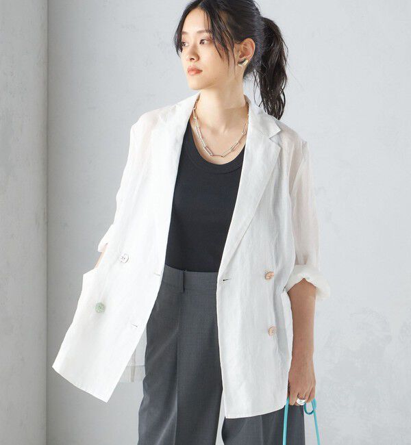 SHIPS for women「〈手洗い可能〉ラミー シアー ジャケット」|テーラードジャケット|