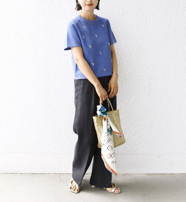 SHIPS for women「【WEB限定】〈手洗い可能〉ハイツイスト コットン ビジュー カノコ ニット」|プルオーバー|