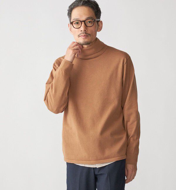 SHIPS「SHIPS: ハイゲージ コットン ウール タートルネック ニット」|ニット・セーター|カーキ