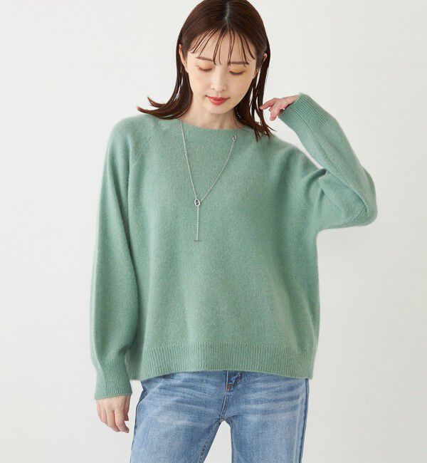 SHIPS Colors 「SHIPS Colors:フォックス アンゴラ ミックス クルーネック ニット」|ニット・セーター|ライトグリーン