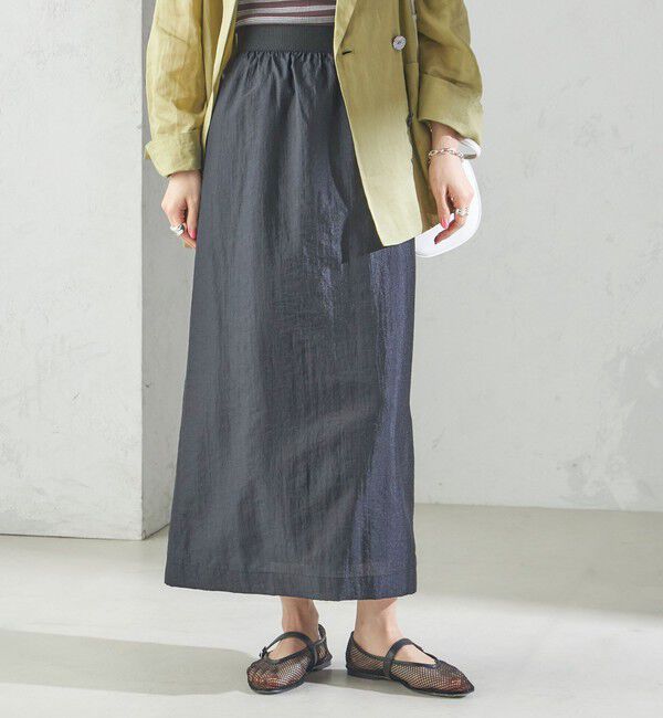 SHIPS for women「〈手洗い可能〉シアー シャイニー ウエスト ゴム ギャザー スカート」|スカート|