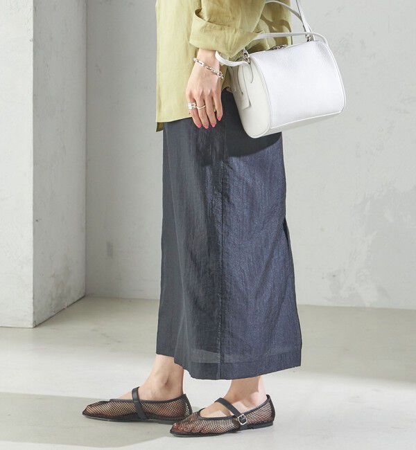 SHIPS for women「〈手洗い可能〉シアー シャイニー ウエスト ゴム ギャザー スカート」|スカート|