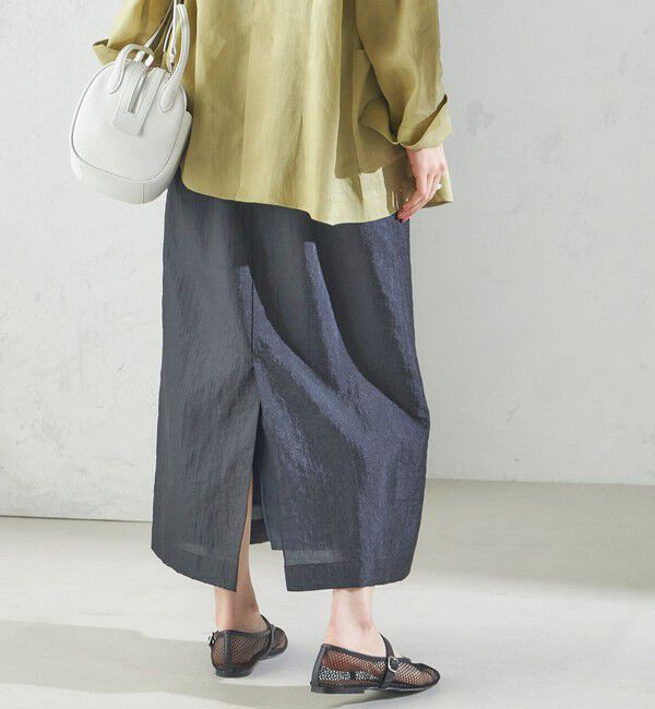 SHIPS for women「〈手洗い可能〉シアー シャイニー ウエスト ゴム ギャザー スカート」|スカート|