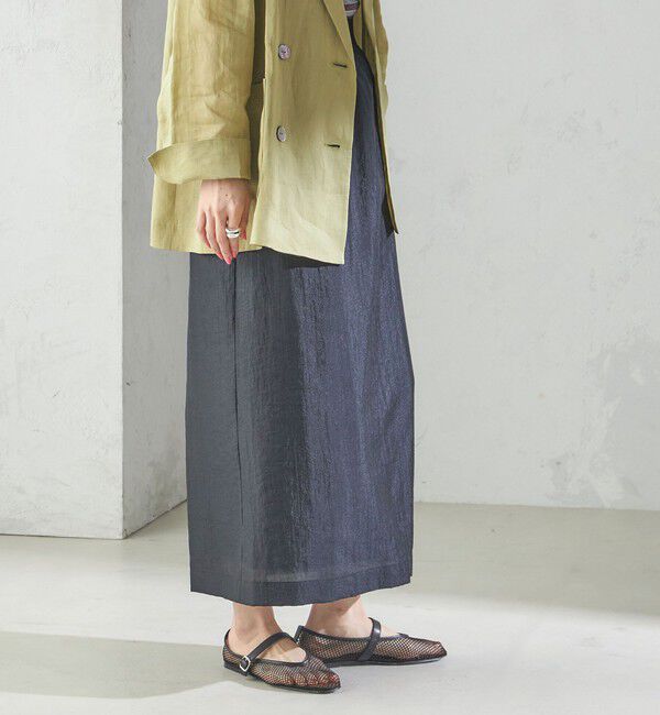 SHIPS for women「〈手洗い可能〉シアー シャイニー ウエスト ゴム ギャザー スカート」|スカート|