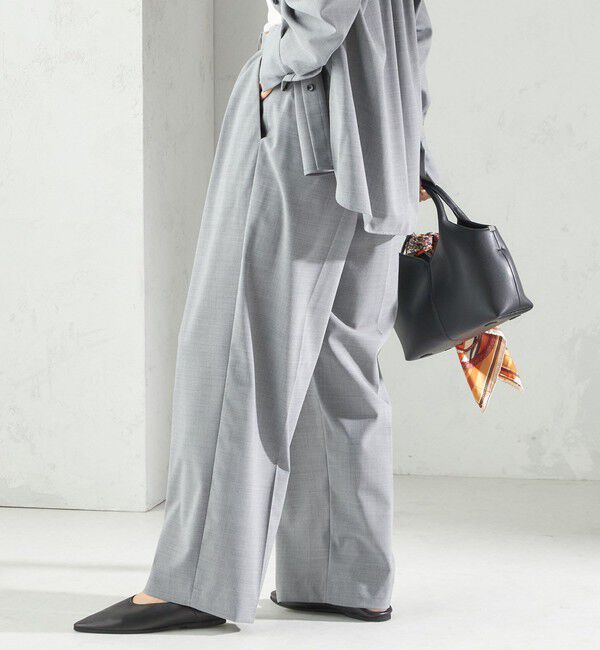 SHIPS for women「〈手洗い可能〉トロピカル タック パンツ（セットアップ対応）」|スラックス|