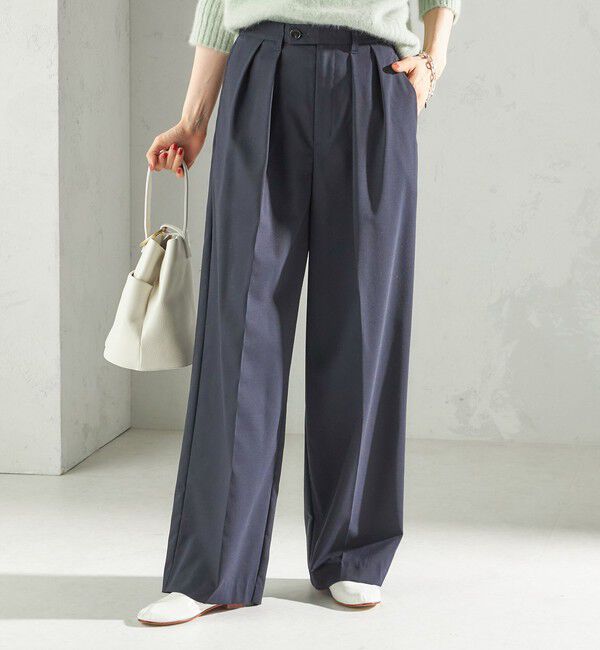 SHIPS for women「〈手洗い可能〉トロピカル タック パンツ（セットアップ対応）」|スラックス|