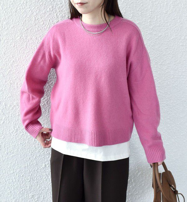 SHIPS Colors 「SHIPS Colors:〈手洗い可能〉CASHMILE(R) サドルショルダー ニット」|ニット・セーター|ピンク