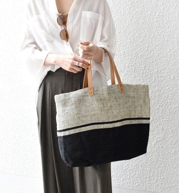 SHIPS any「《予約》TARANGO: ライン デザイン ジュート ビッグ トート（A4対応）」|トートバッグ|