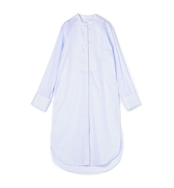 DES PRES「ドビークロス ブザムシャツワンピース」|ワンピース|62 ライトブルー系