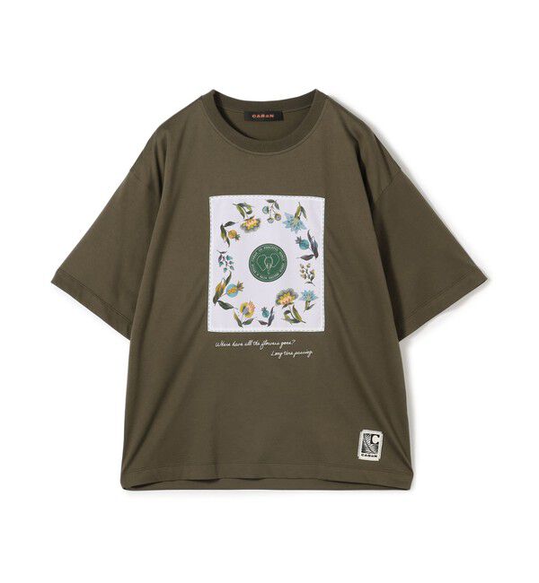 CABaN「CABaN スビンコットン フラワーサークルプリントＴシャツ」|Tシャツ・カットソー|56 カーキ系