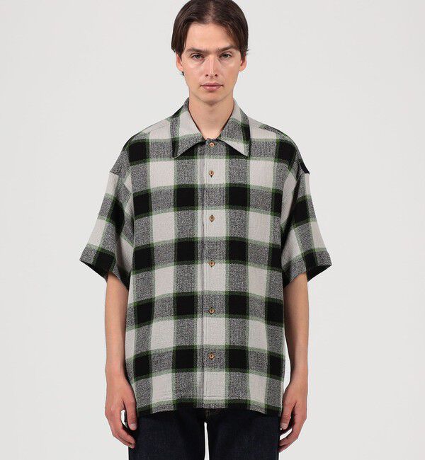 TOMORROWLAND MENS「インドコットン バスケットウィーブ ハーフスリーブシャツ」|シャツ・ブラウス|