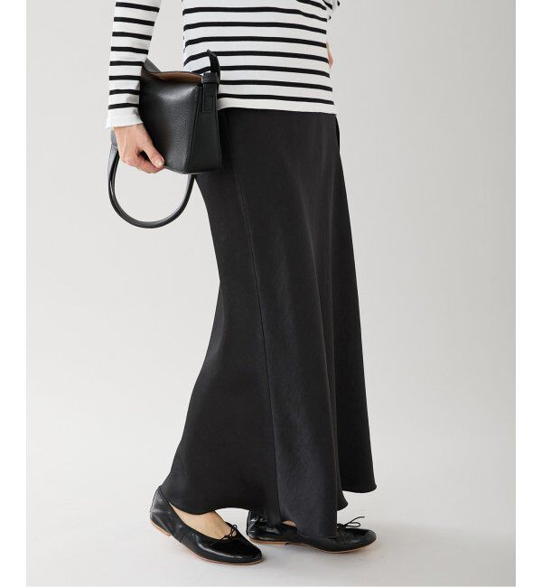 IENA「《追加10》ダブルサテンスカート」|スカート|ブラック