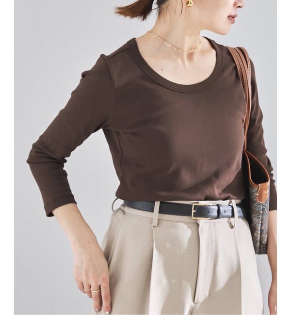 IENA「《予約》オーガニックフライス7分袖プルオーバー」|Tシャツ・カットソー|ブラウン