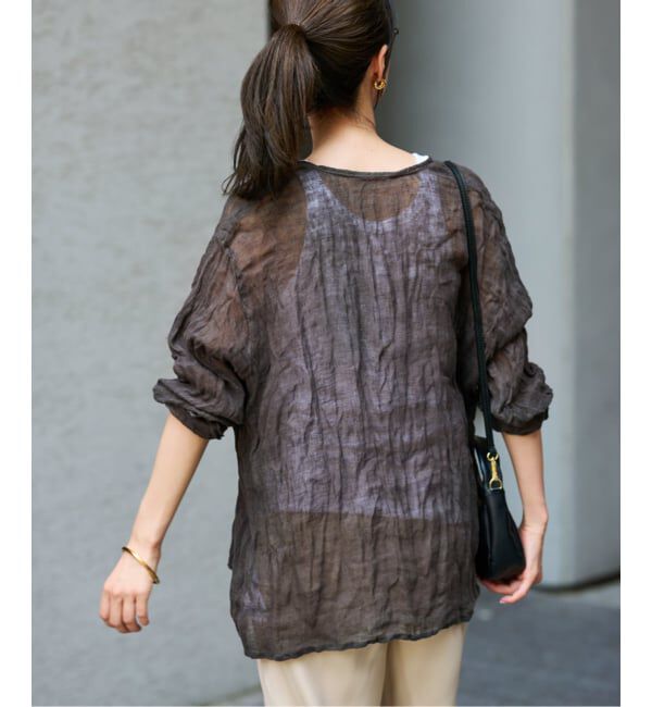 FRAMeWORK「≪追加≫LINENクレープヘンリーネックブラウス 3」|シャツ・ブラウス|