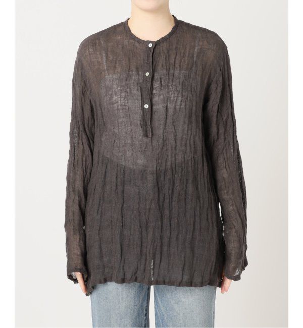 FRAMeWORK「≪追加≫LINENクレープヘンリーネックブラウス 3」|シャツ・ブラウス|