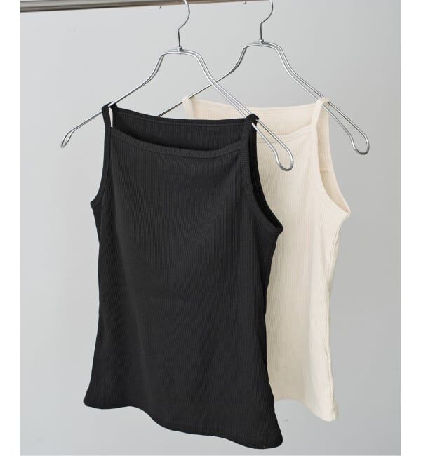 Spick and Span「《予約》カップ付きT/Cボートネックキャミ」|キャミソール|ブラック