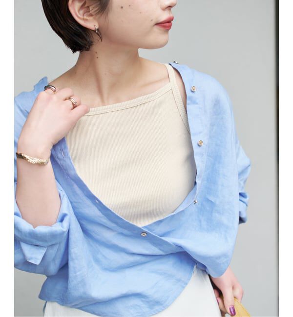 Spick and Span「《予約》カップ付きT/Cボートネックキャミ」|キャミソール|