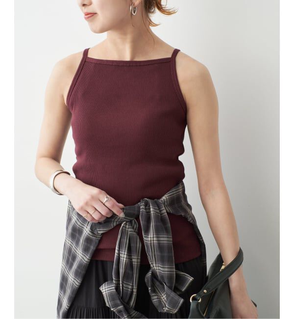 Spick and Span「《予約》カップ付きT/Cボートネックキャミ」|キャミソール|