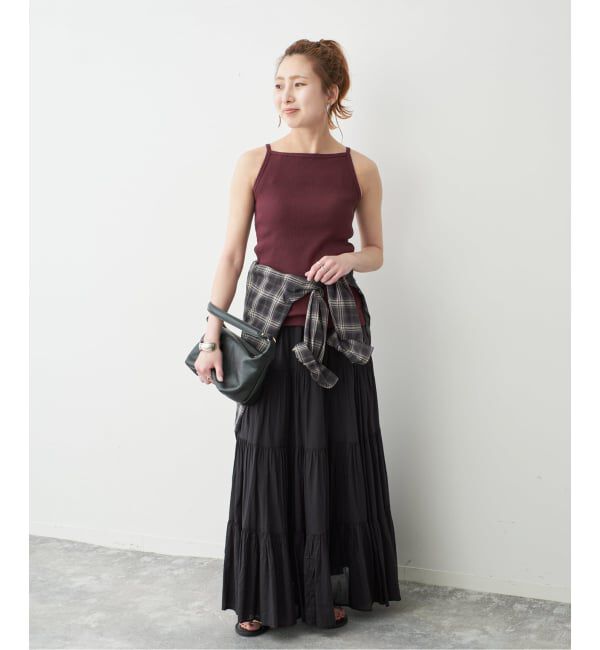 Spick and Span「《予約》カップ付きT/Cボートネックキャミ」|キャミソール|