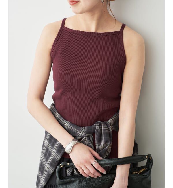 Spick and Span「《予約》カップ付きT/Cボートネックキャミ」|キャミソール|ブラウン B