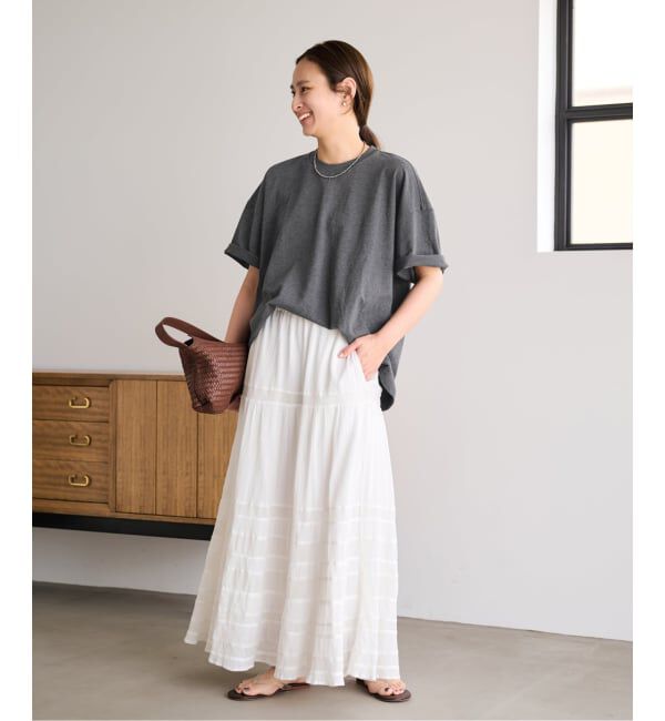 FRAMeWORK「≪予約≫コンパクトインレーニュアンスTシャツ（ベージュ）」|Tシャツ・カットソー|