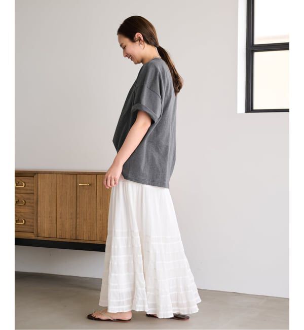 FRAMeWORK「≪予約≫コンパクトインレーニュアンスTシャツ（ベージュ）」|Tシャツ・カットソー|