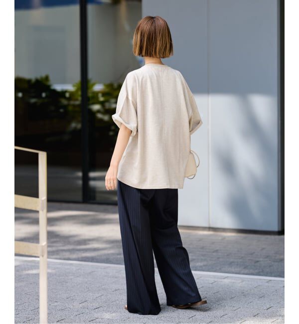 FRAMeWORK「≪予約≫コンパクトインレーニュアンスTシャツ（ベージュ）」|Tシャツ・カットソー|