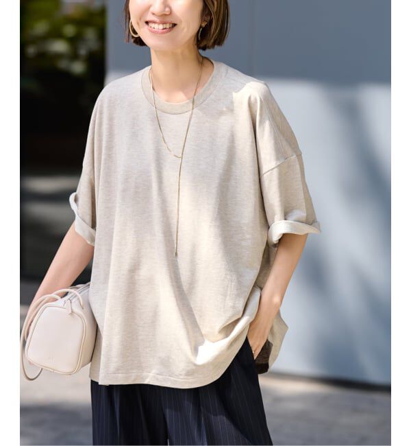 FRAMeWORK「≪予約≫コンパクトインレーニュアンスTシャツ（ベージュ）」|Tシャツ・カットソー|