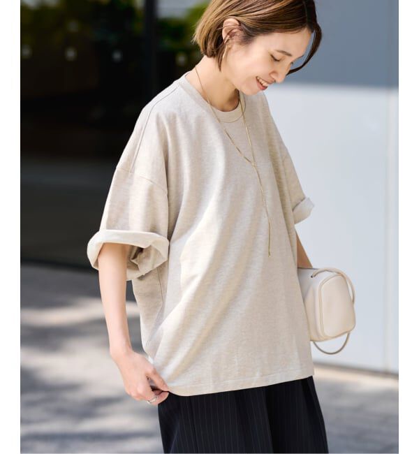 FRAMeWORK「≪予約≫コンパクトインレーニュアンスTシャツ（ベージュ）」|Tシャツ・カットソー|