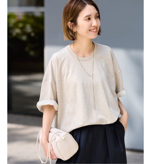 FRAMeWORK「≪予約≫コンパクトインレーニュアンスTシャツ（ベージュ）」|Tシャツ・カットソー|