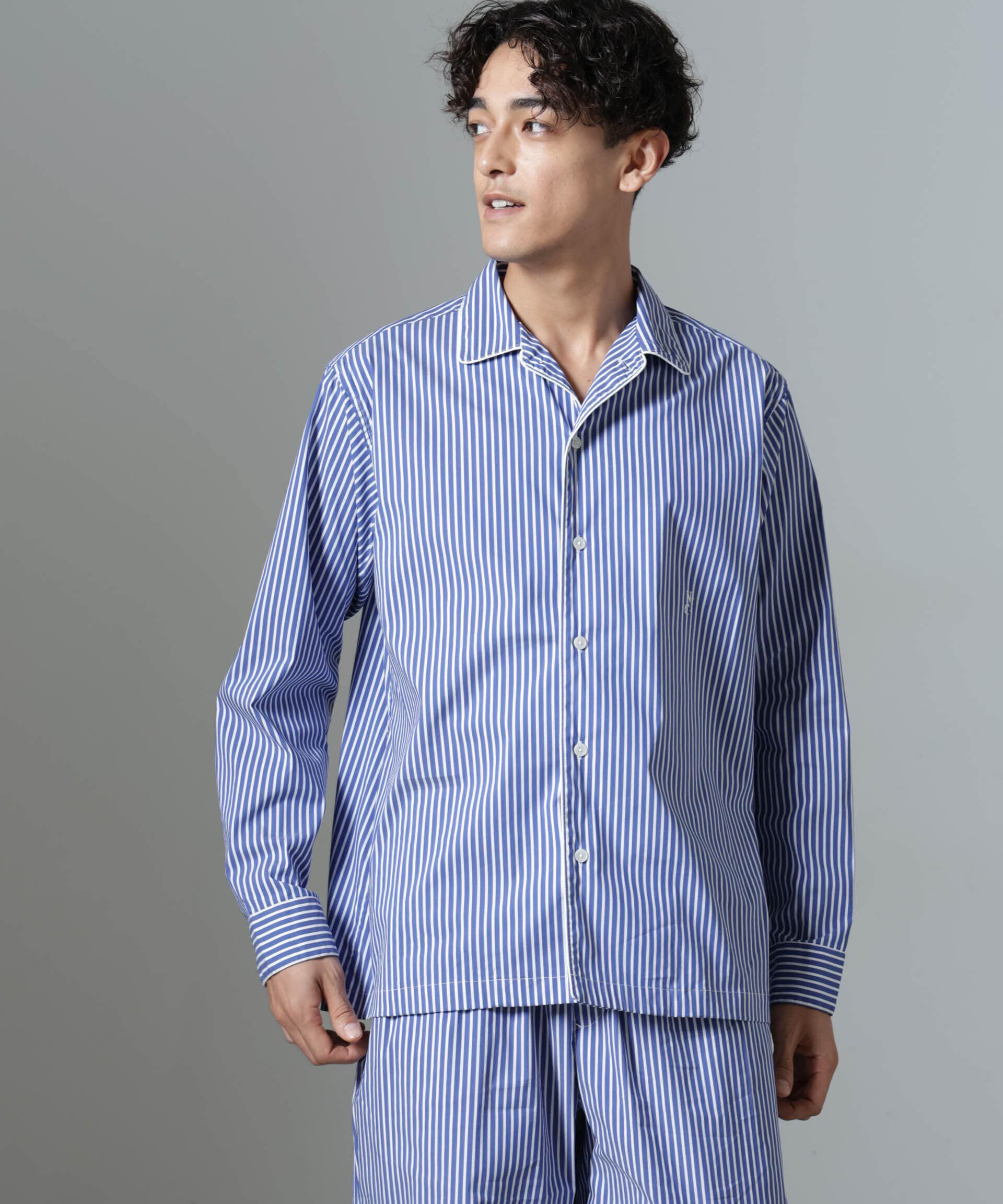 nano･universe「｢NJ/CLUB｣HOMESTOCK ストライプシャツ」|シャツ・ブラウス|ブルー