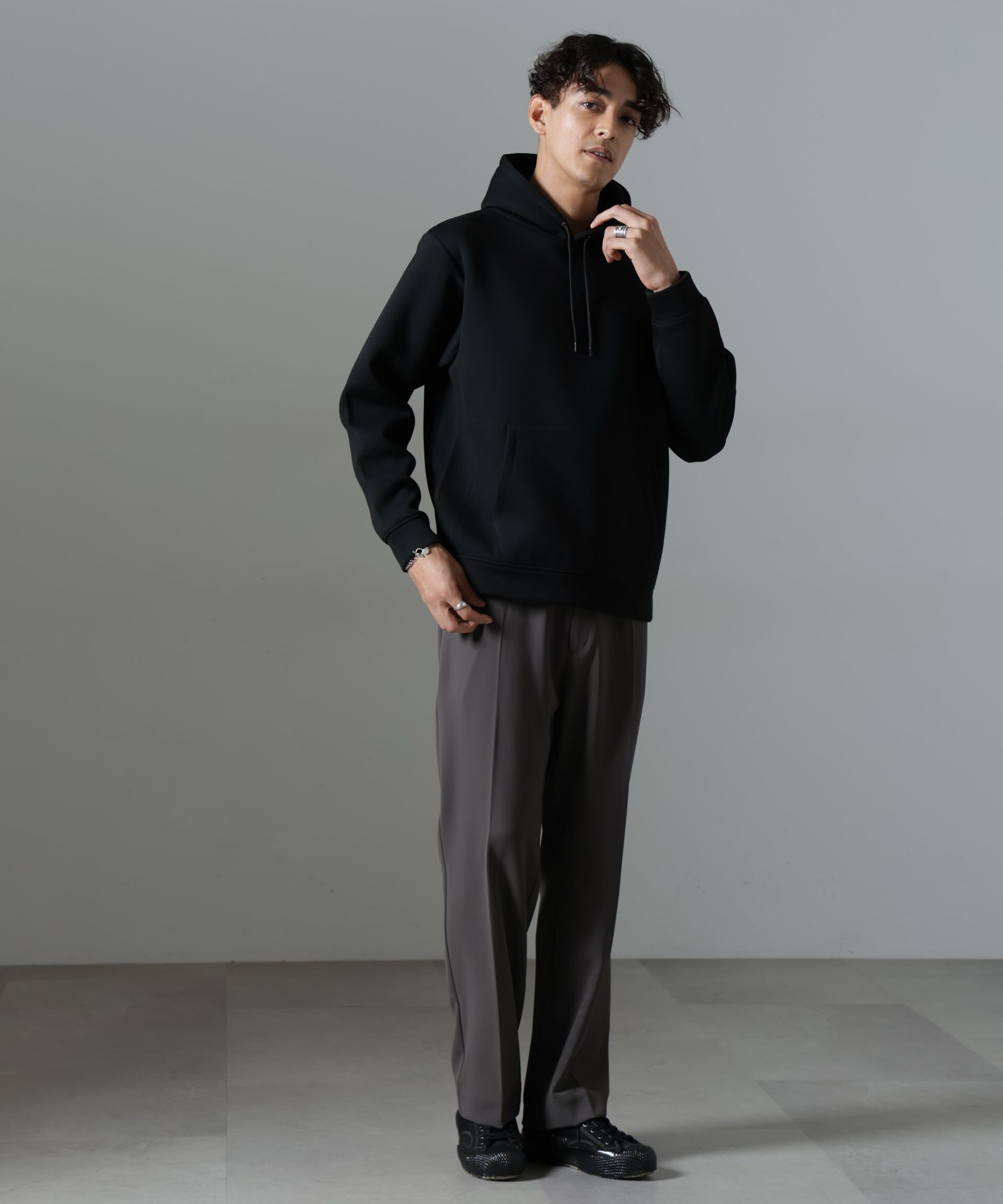 nano･universe「ドレープ ストレートスラックス(セットアップ可)」|チノ|