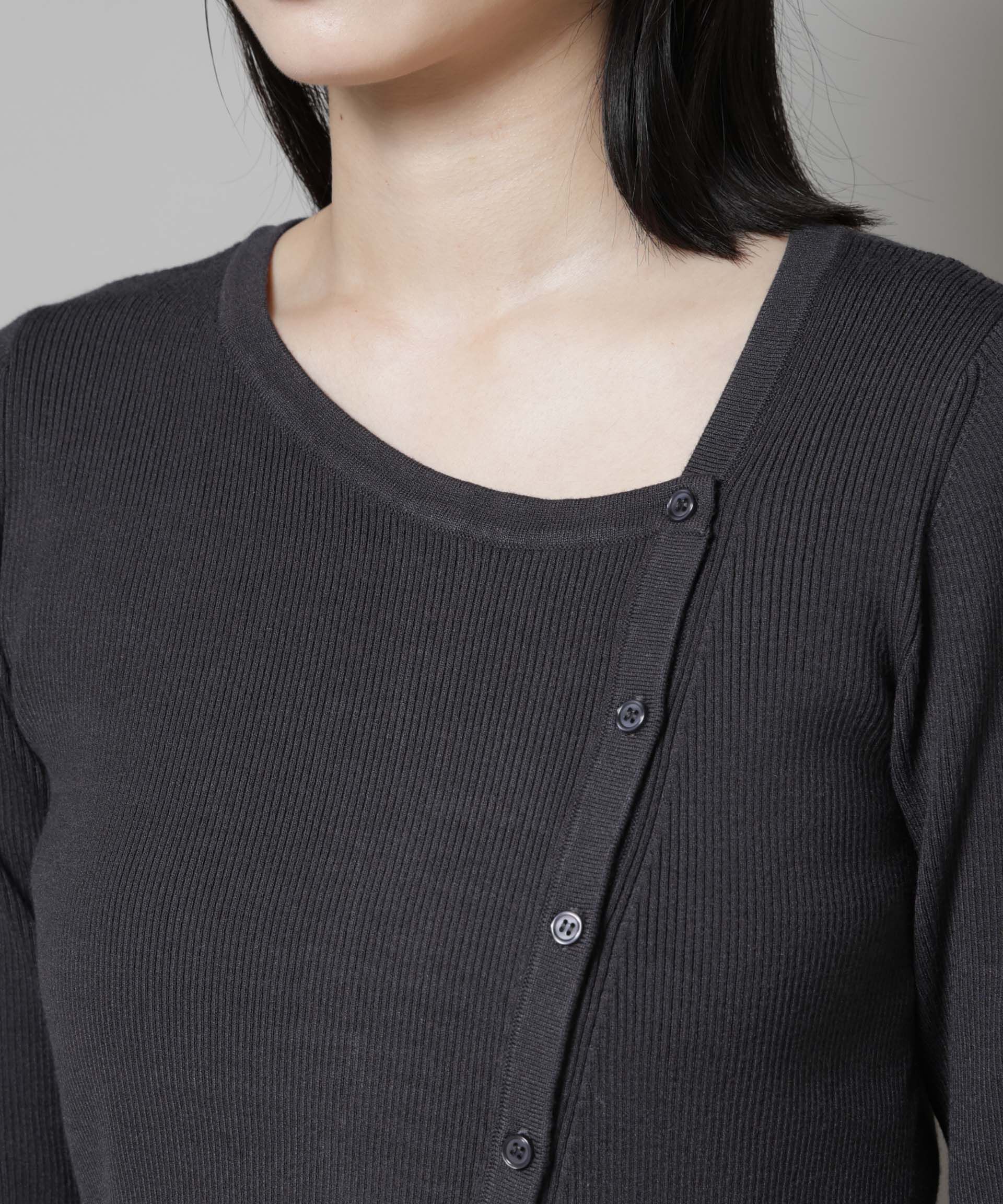 nano･universe「アシメネックデサインリブニットトップス」|ニット・セーター|