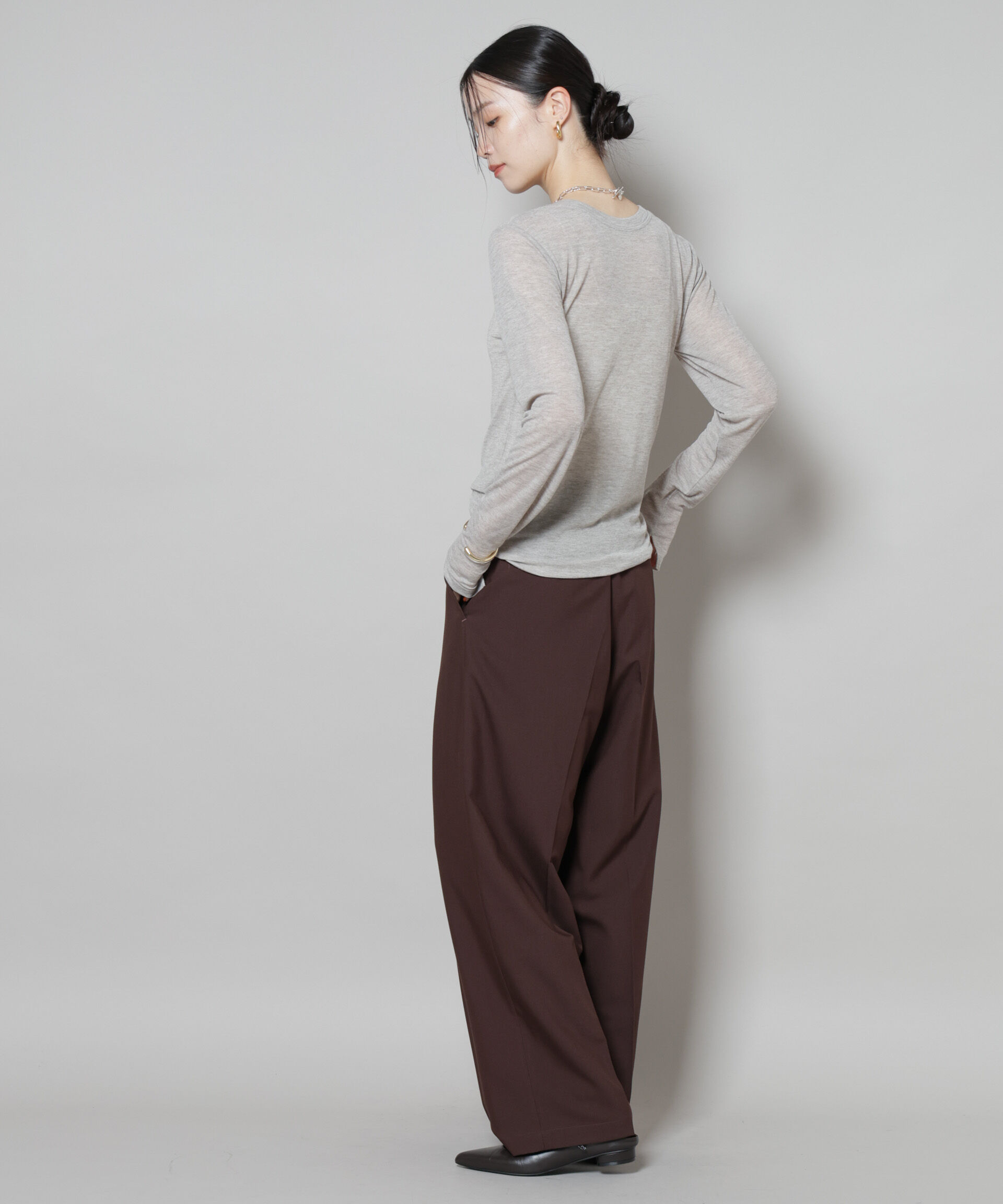 nano･universe「ワンタックセンタープレスストレートパンツ(セットアップ可)」|チノ|