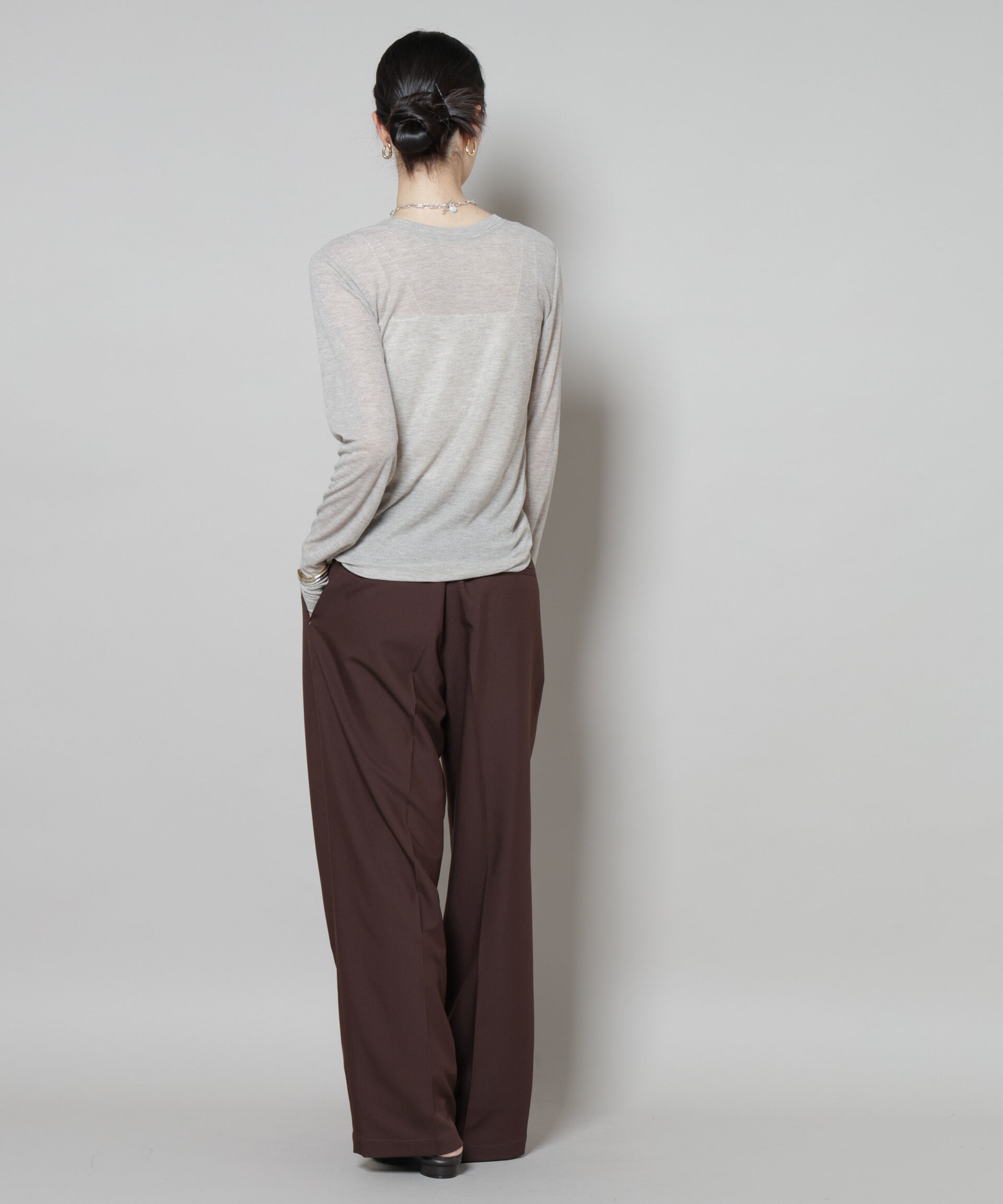 nano･universe「ワンタックセンタープレスストレートパンツ(セットアップ可)」|チノ|