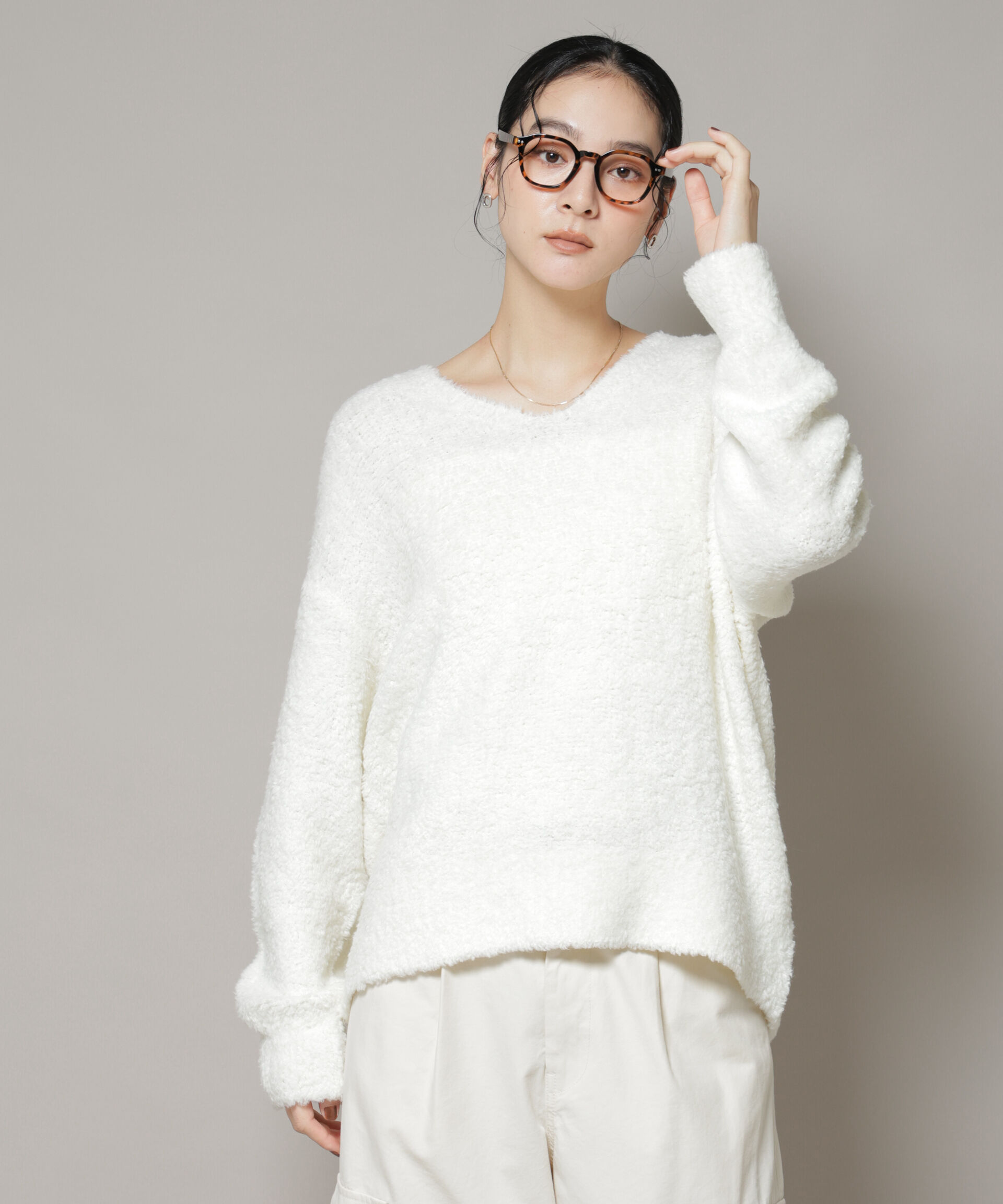 nano･universe「ウールフェザーVネックニットプルオーバー」|ニット・セーター|