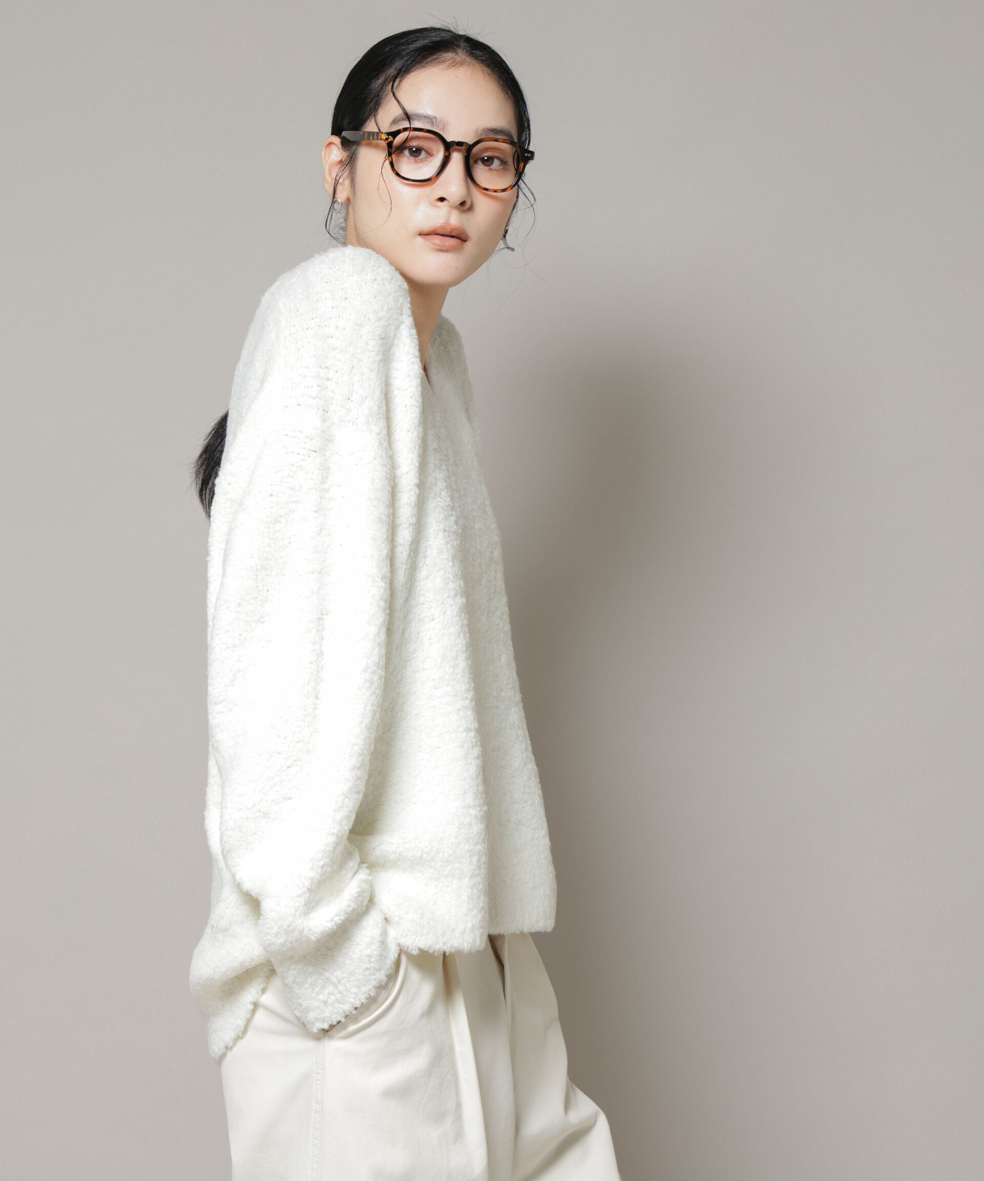 nano･universe「ウールフェザーVネックニットプルオーバー」|ニット・セーター|