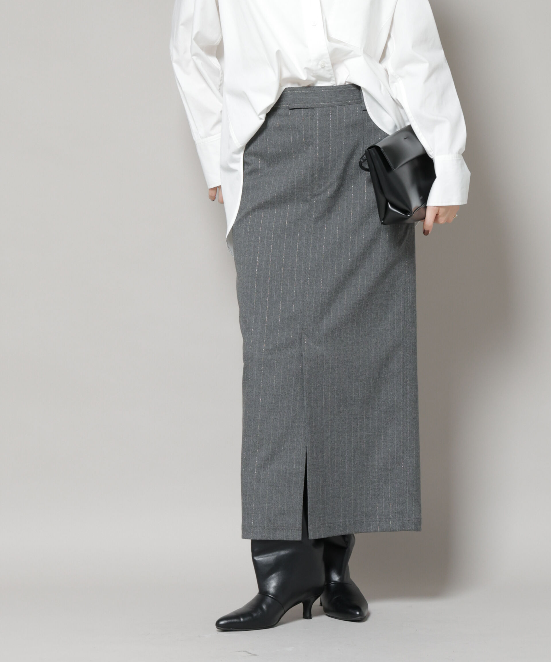 nano･universe「ラメストライプスーチングIラインスカート」|スカート|