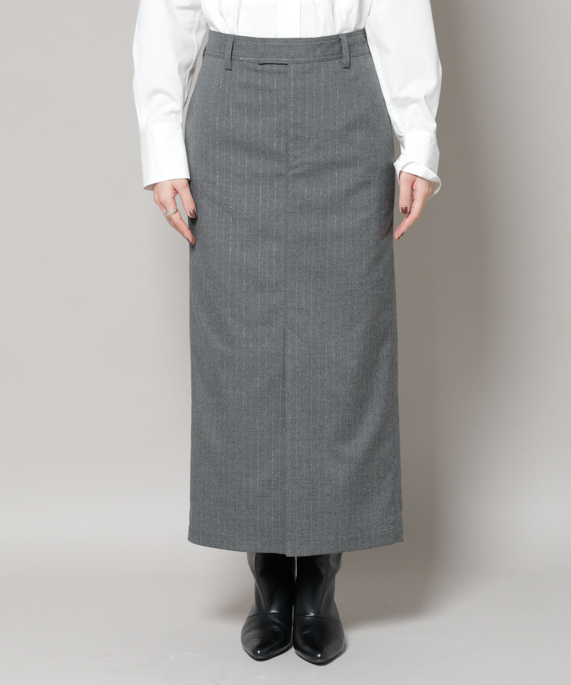 nano･universe「ラメストライプスーチングIラインスカート」|スカート|