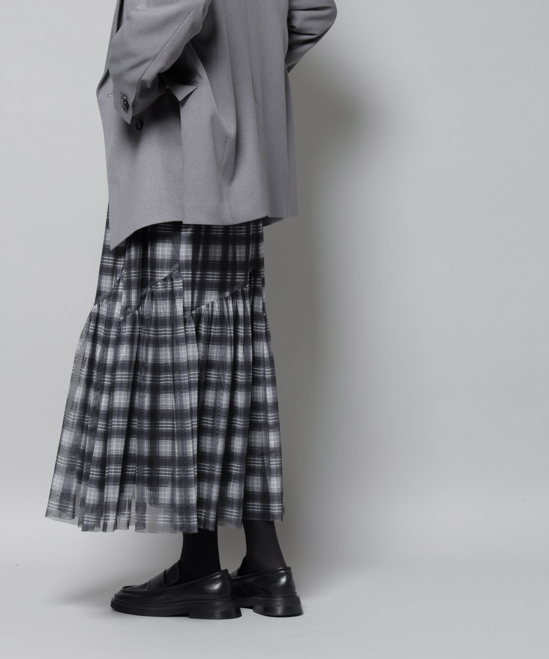 nano･universe「オンブレーチェックチュールスカート」|スカート|