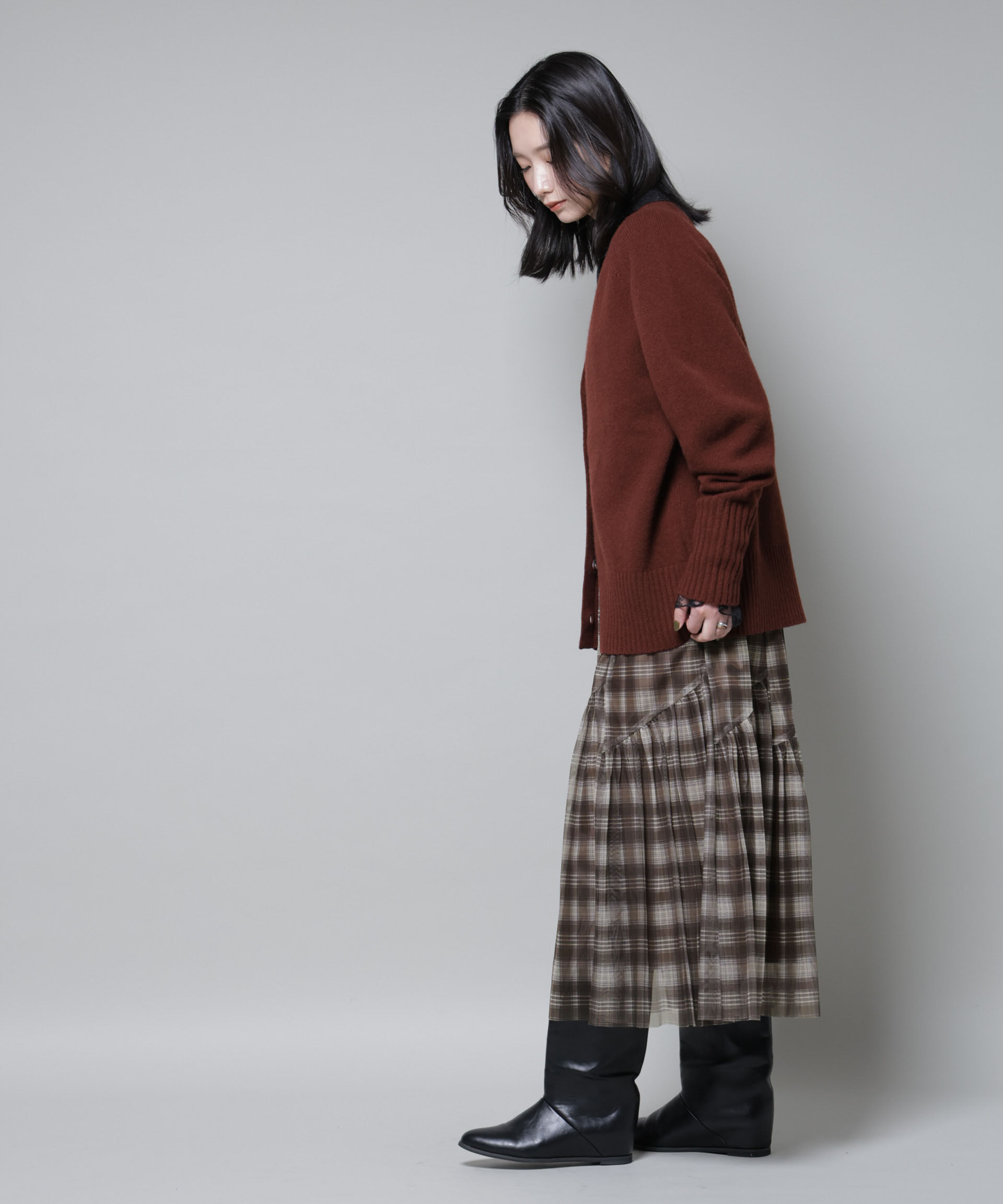 nano･universe「オンブレーチェックチュールスカート」|スカート|