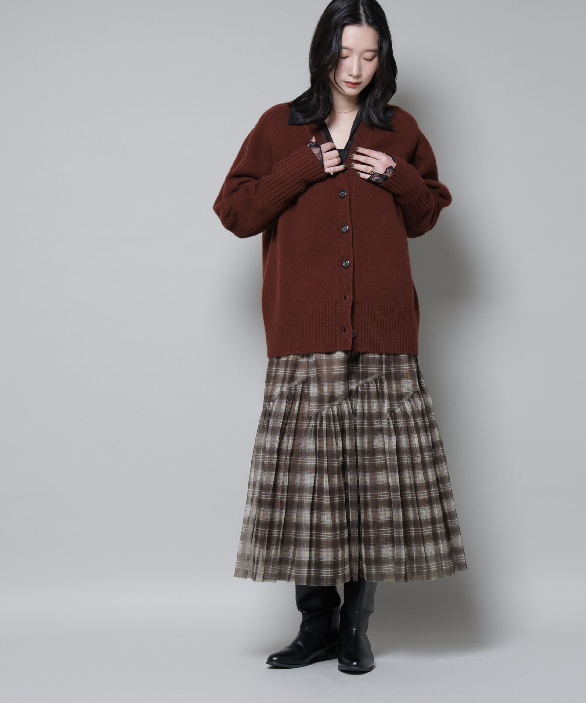 nano･universe「オンブレーチェックチュールスカート」|スカート|