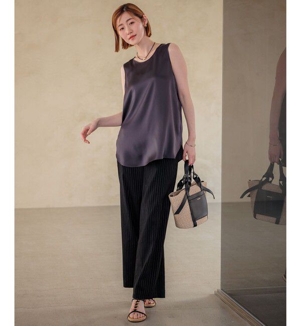 23区「【洗える】サテン タンクトップ」|タンクトップ|