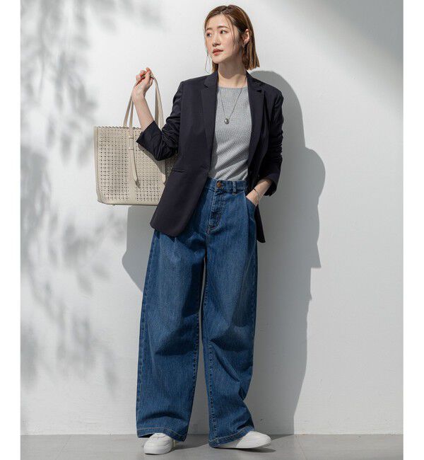 23区「【セットアップ対応/洗える】ストレッチシャンブレー テーラードジャケット」|テーラードジャケット|